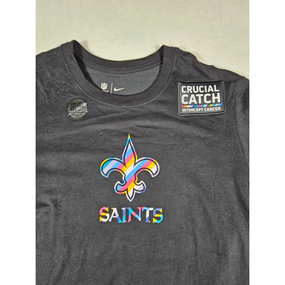 Nike New Orleans Saints Crucial Catch‎ Intercept Cancer Dri-FIT Mens Tee L